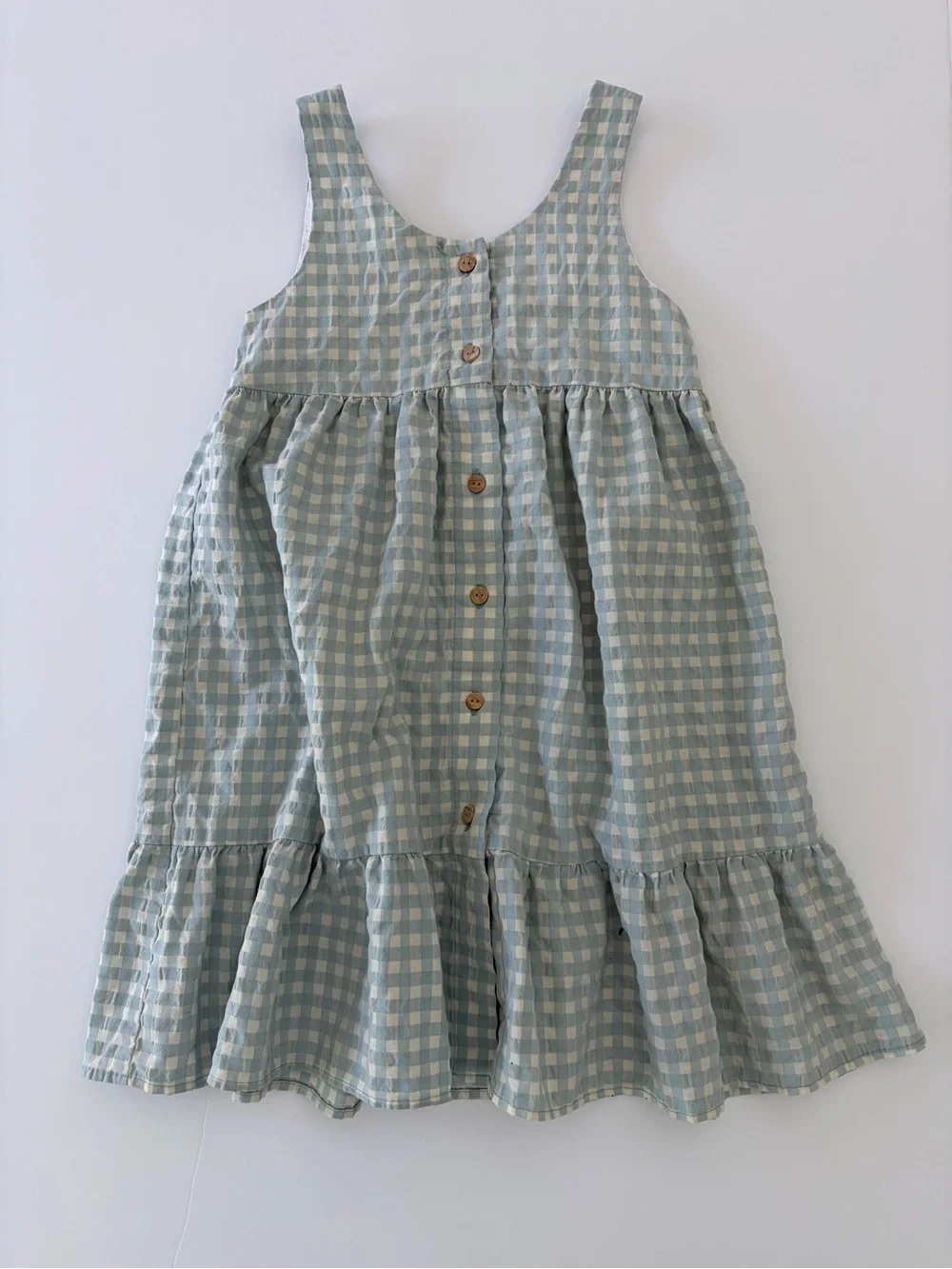 Zara Girls Blue And White Gingham Cotton Dress Size 3-4T PLAY Condition